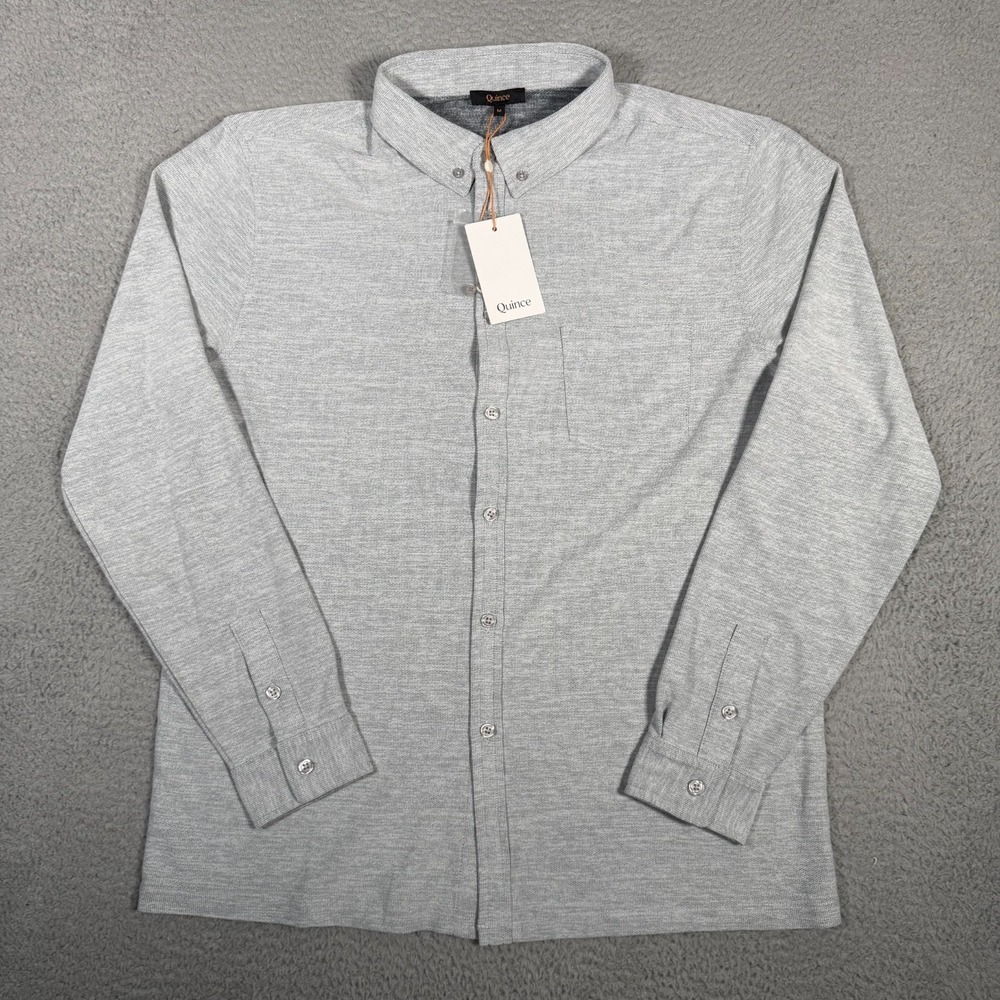 Quince Shirt Mens Medium Gray ProPique Performance Button Down Long Sleeve New